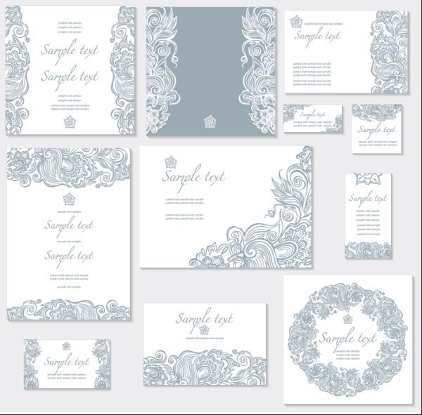 Exquisite Floral cards elements vector 01