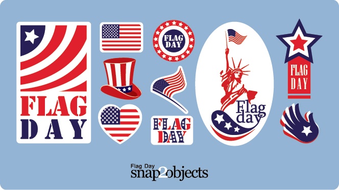 Flag Day Vector Stickers and Icons – USA