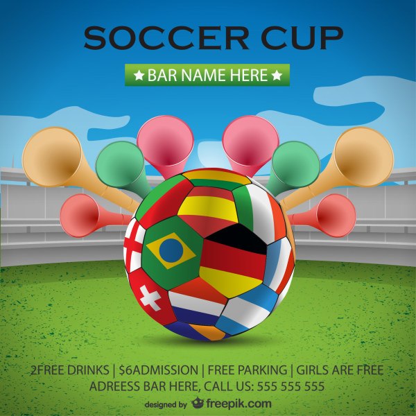 Flag with football world cup creative background