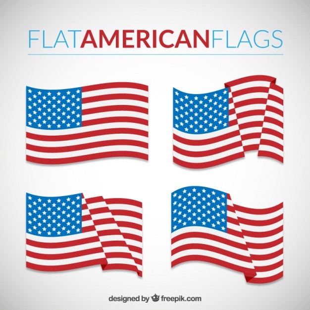 Flat american flags