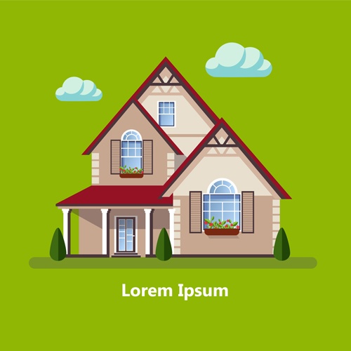 Flat style houses creative template vector set 17