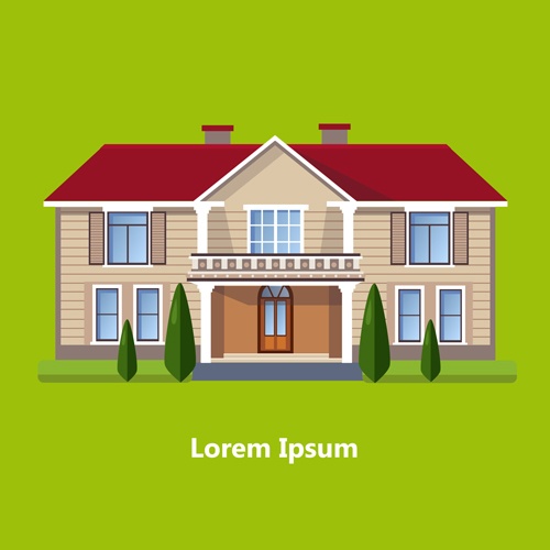 Flat style houses creative template vector set 14