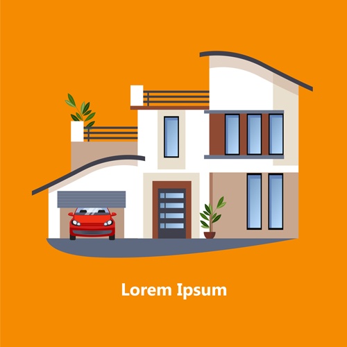 Flat style houses creative template vector set 13