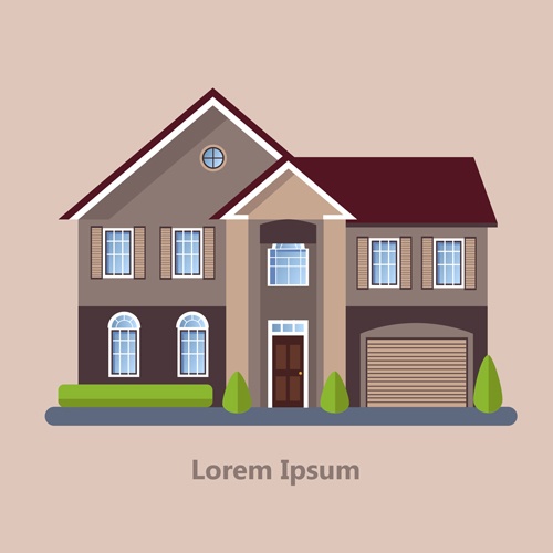 Flat style houses creative template vector set 12