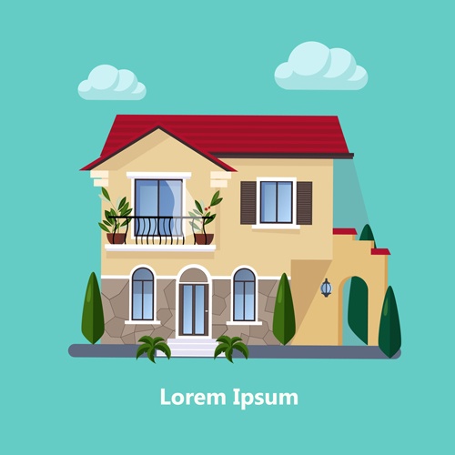 Flat style houses creative template vector set 05