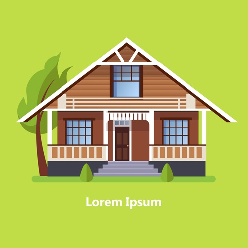 Flat style houses creative template vector set 04