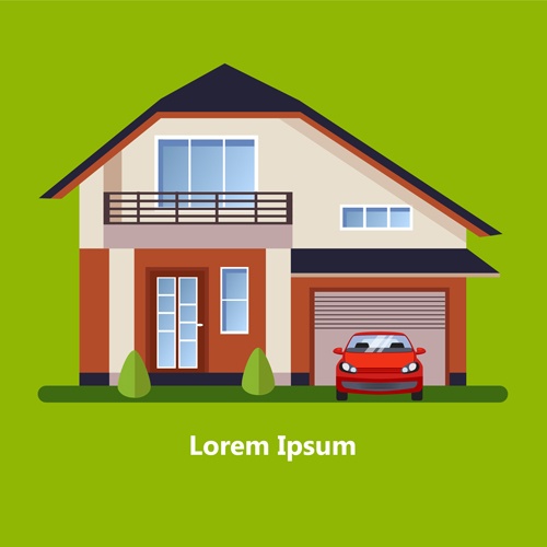 Flat style houses creative template vector set 03