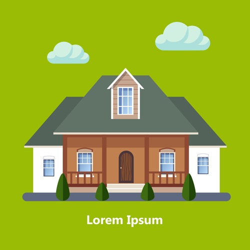 Flat style houses creative template vector set 02