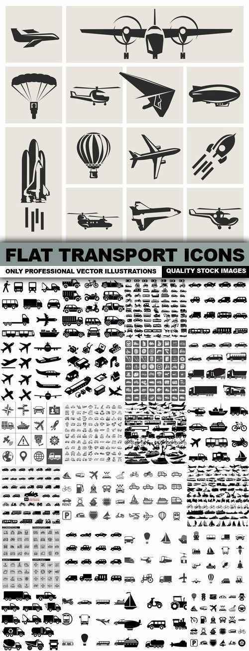 Flat Transport Icons – 25 Vector