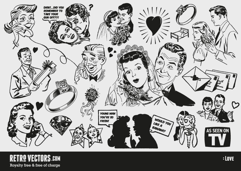 Free ’50s Love themed clipart | Vintage Vectors