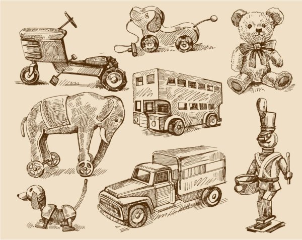 free vector vintage Children’s toys 02