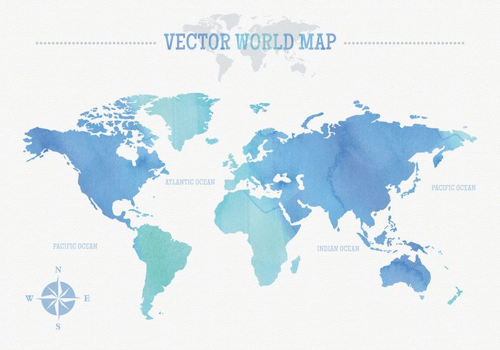 Free Watercolor World Map Vector