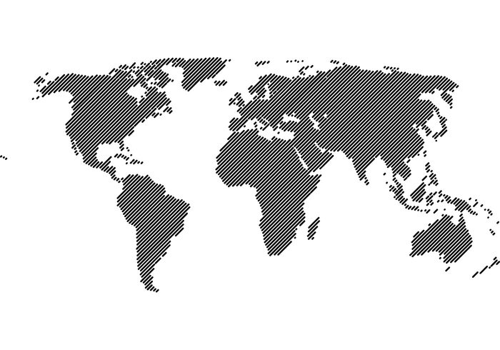 Free World Map 45° Lines Vector