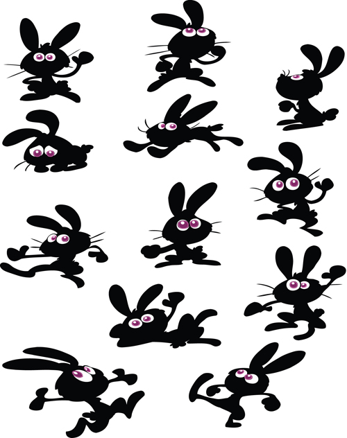 Funny Bunny Silhouettes vector set png