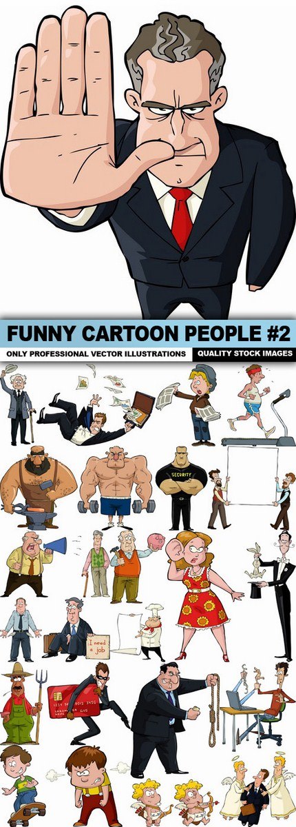 Funny Cartoon People #2 – 25 Vector