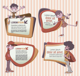 funny kids with Speech Bubbles vector 03