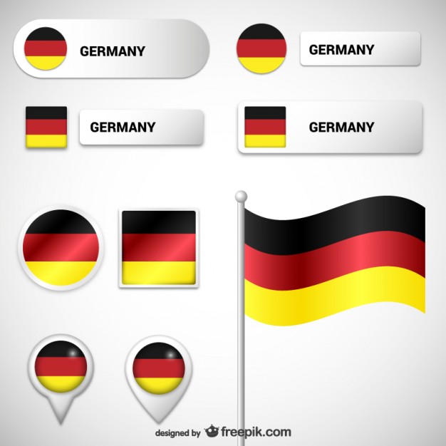 German flags and labels