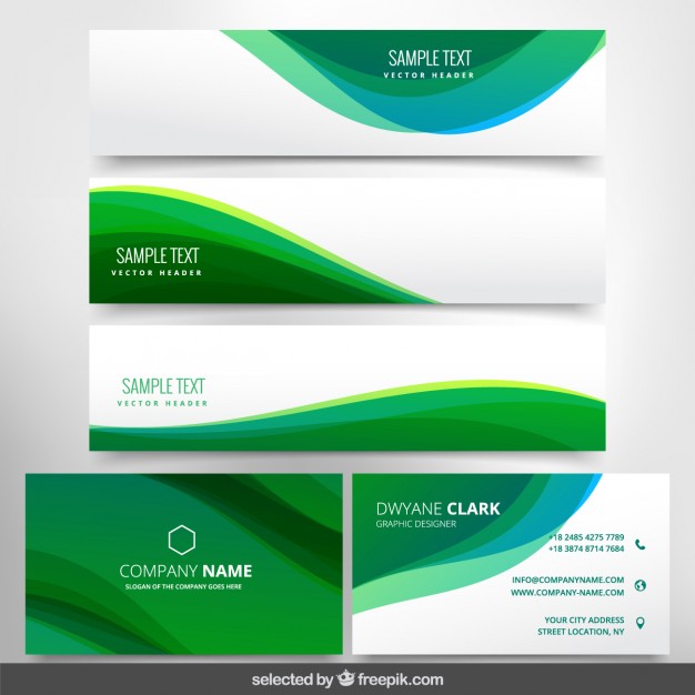 Green wavy business stationery