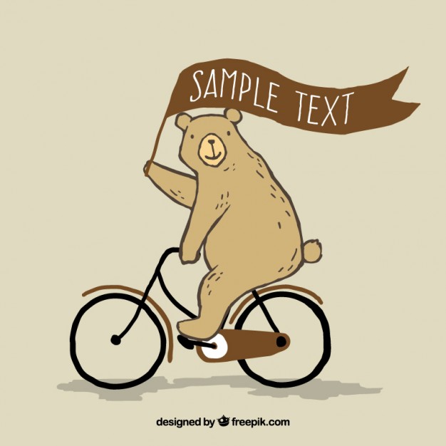 Hand drawn bear riding a bike