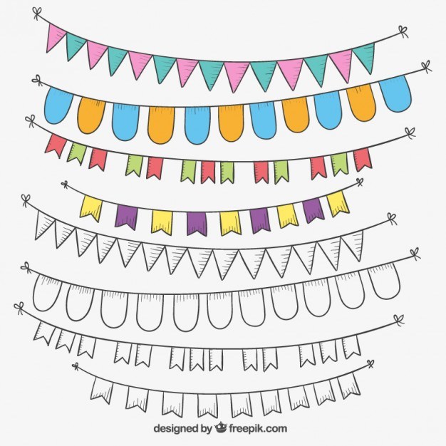 hand drawn decorative flags