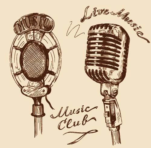 Hand drawn Vintage Musical instruments vector 02