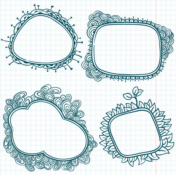 Hand painted cartoon Frames & Borders vector 03