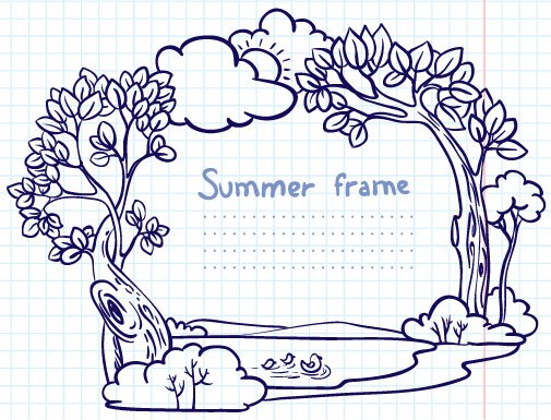 Hand painted cartoon Frames & Borders vector 02