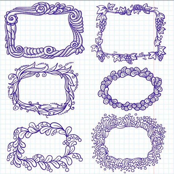 Hand painted cartoon Frames & Borders vector 01