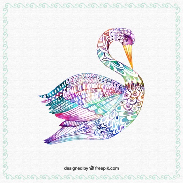 Hand painted colorful swan