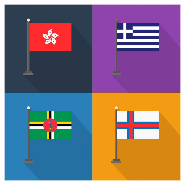 Hong Kong Greece Dominica and Faroe Islands Flags