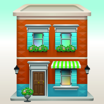 House building template vector set 03