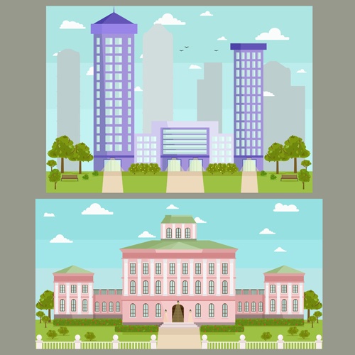 Houses concept flat template vector 09
