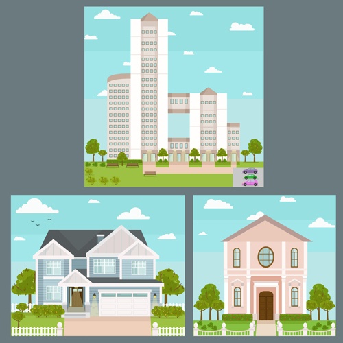 Houses concept flat template vector 06