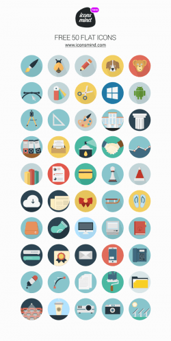 Icons Mind: 50 Flat Icons | GraphicBurger