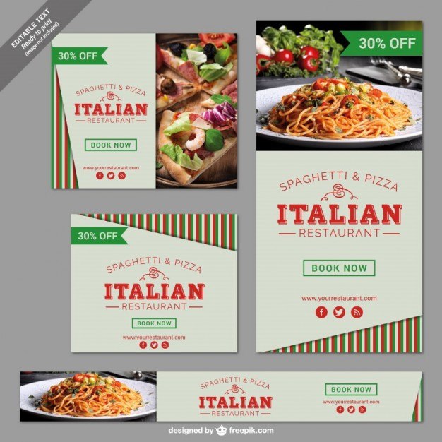 Italian restaurant banner set