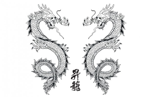 Japanese horrible dragon flame vector