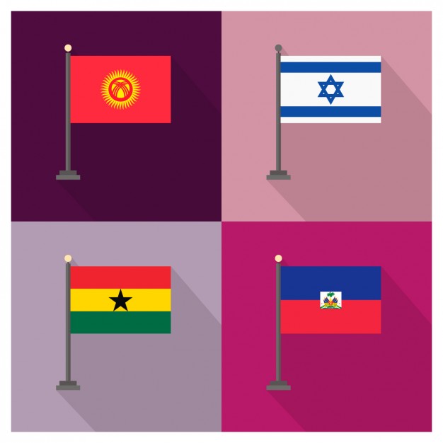 Kyrgyzstan Israel Ghana Haiti Flags