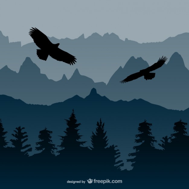 Landscape with eagles vector