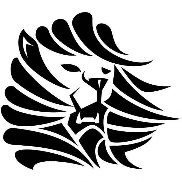 Lion head in black and white vector illustration