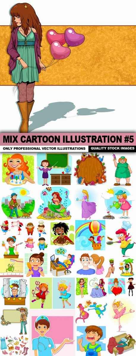Mix Cartoon Illustration #5 – 50 Vector