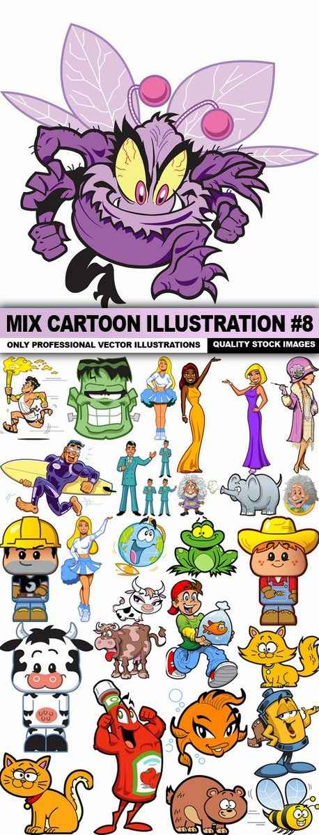Mix Cartoon Illustration #8 – 44 Vector