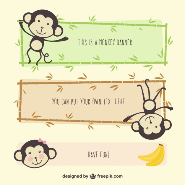 Monkey cartoon banners png