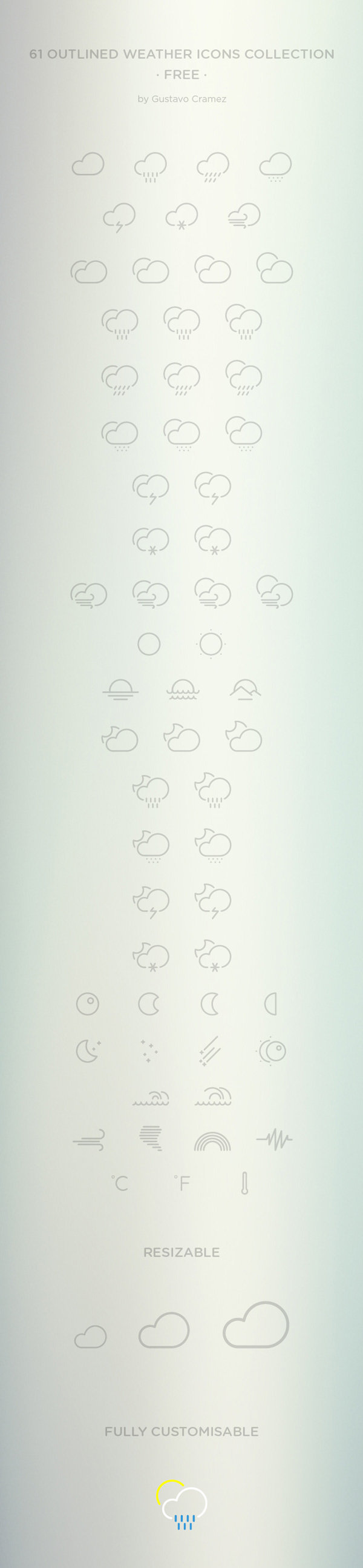 61 Outlined Weather Icons | GraphicBurger