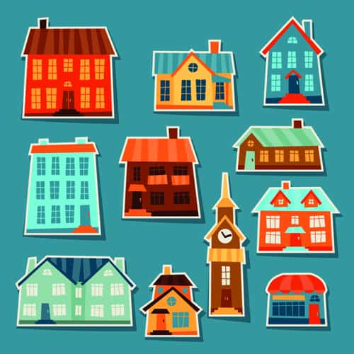 Paper house vector design set 05