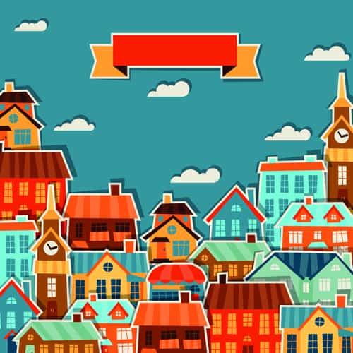 Paper house vector design set 03