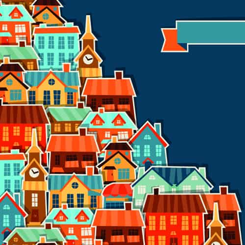 Paper house vector design set 04