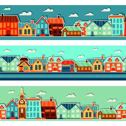 Paper house vector design set 01