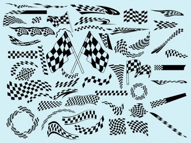 Racing flags waving lines vector