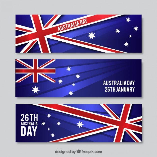 Realistic Australia Day Banners Set