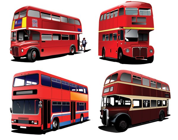 Realistic buses urban vector set 02